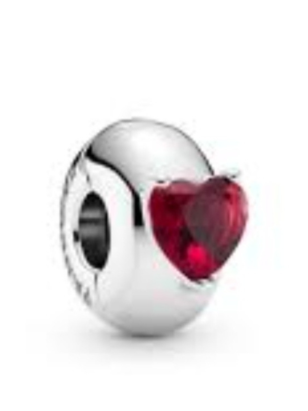Pandora Silver Charm with Red Heart Crystal